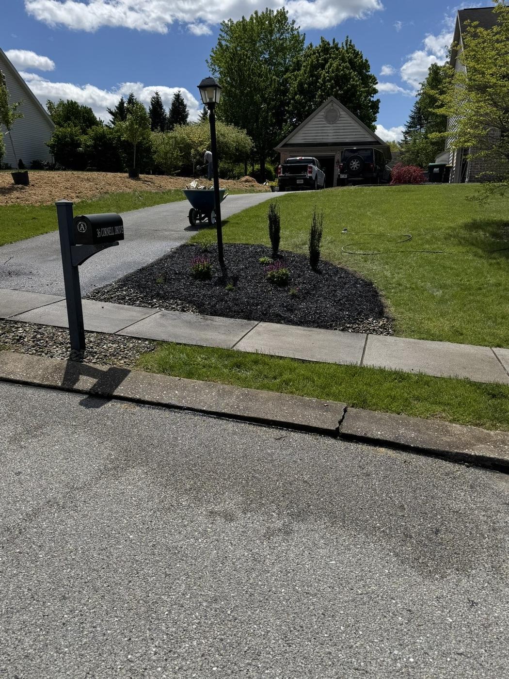 Finished front yard by the street
